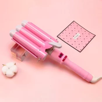 Wave Ceramic Triple Barrel Curling Iron Wand with LCD Display